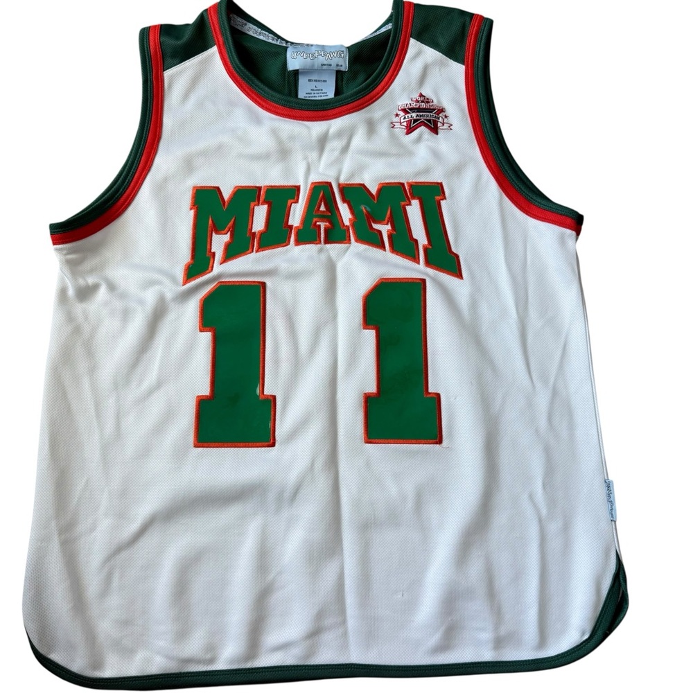 Underdawg Miami Jersey Sz L Appliqué Miami 11 On White Sleeveless